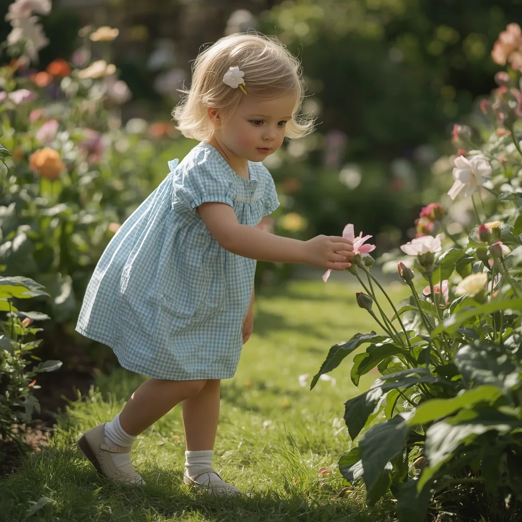 A Cute Girl's Innocent Exploration of a Flower Garden – Indian Girl Authentic Rural Village Life prompts – AI generated example