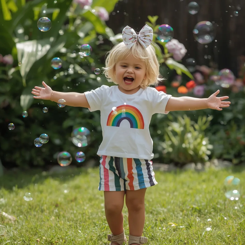A Cute Girl's Playful Interaction with Bubbles in a Garden – Indian Girl Authentic Rural Village Life prompts – AI generated example