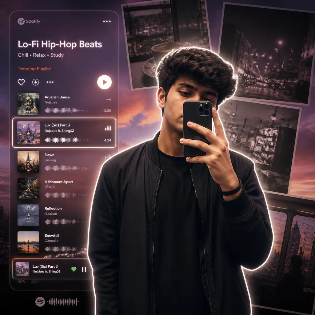 Chill Lo-Fi Vibes: A Relaxed Spotify Poster – cinematic ai prompts – AI generated example