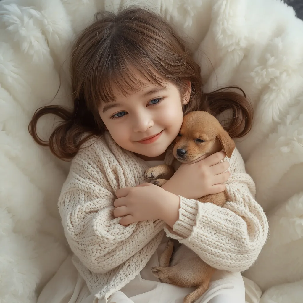 Cute Girl's Innocent Charm with a Puppy – Indian Girl Authentic Rural Village Life prompts – AI generated example