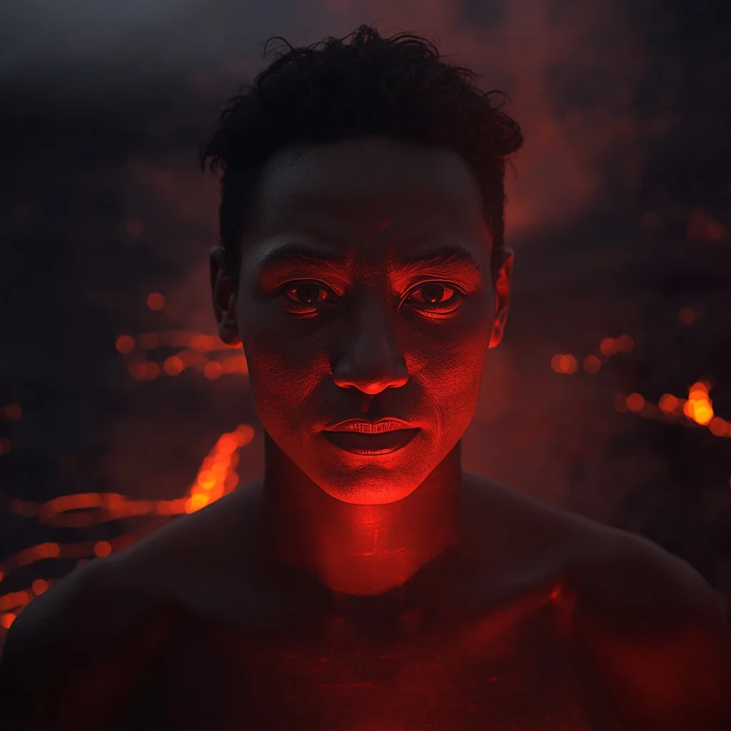 Dramatic Volcanic Lava Field: A Fiery Survival Portrait – cinematic ai prompts – AI generated example