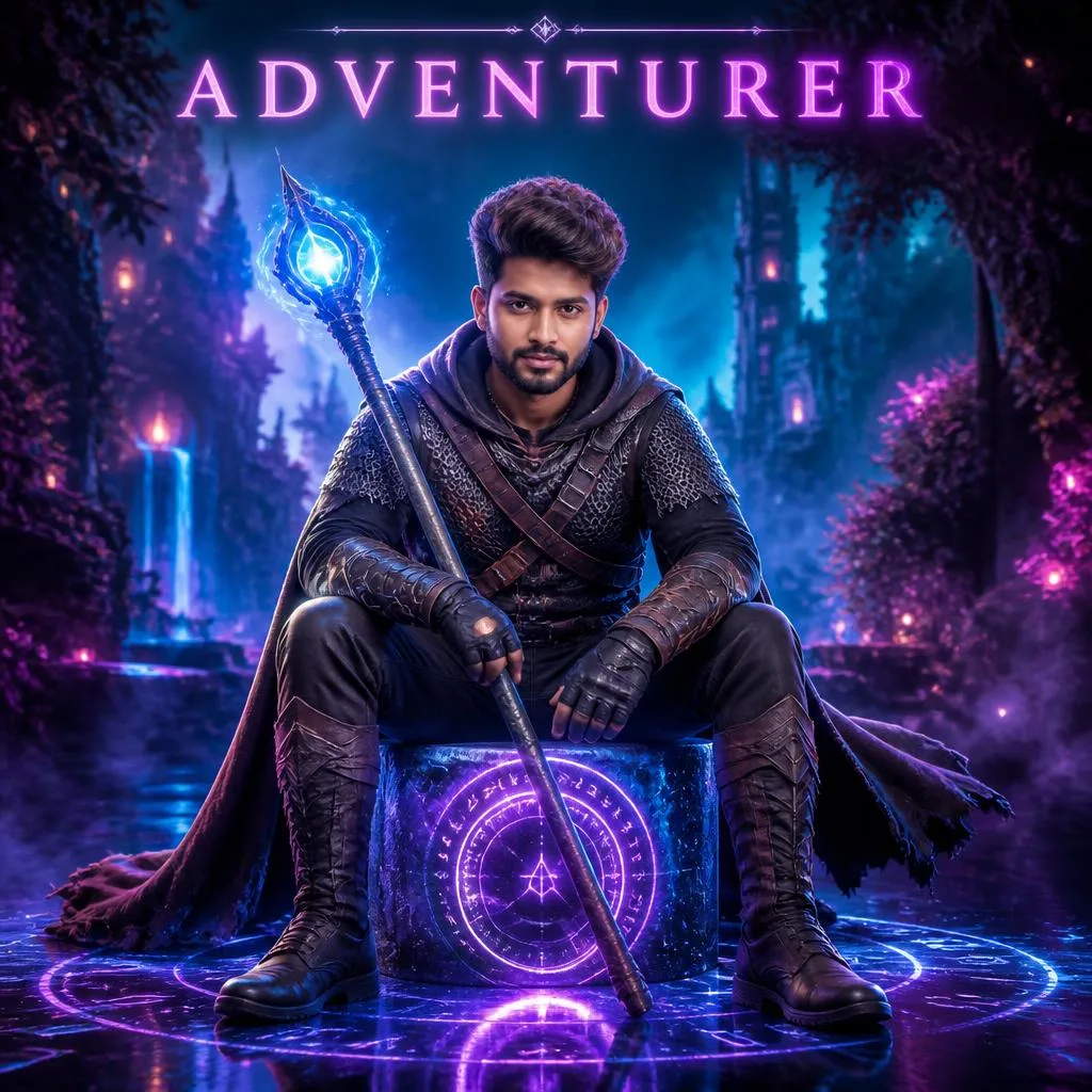 Fantasy RPG Adventurer: A Neon Game Character Portrait – cinematic ai prompts – AI generated example