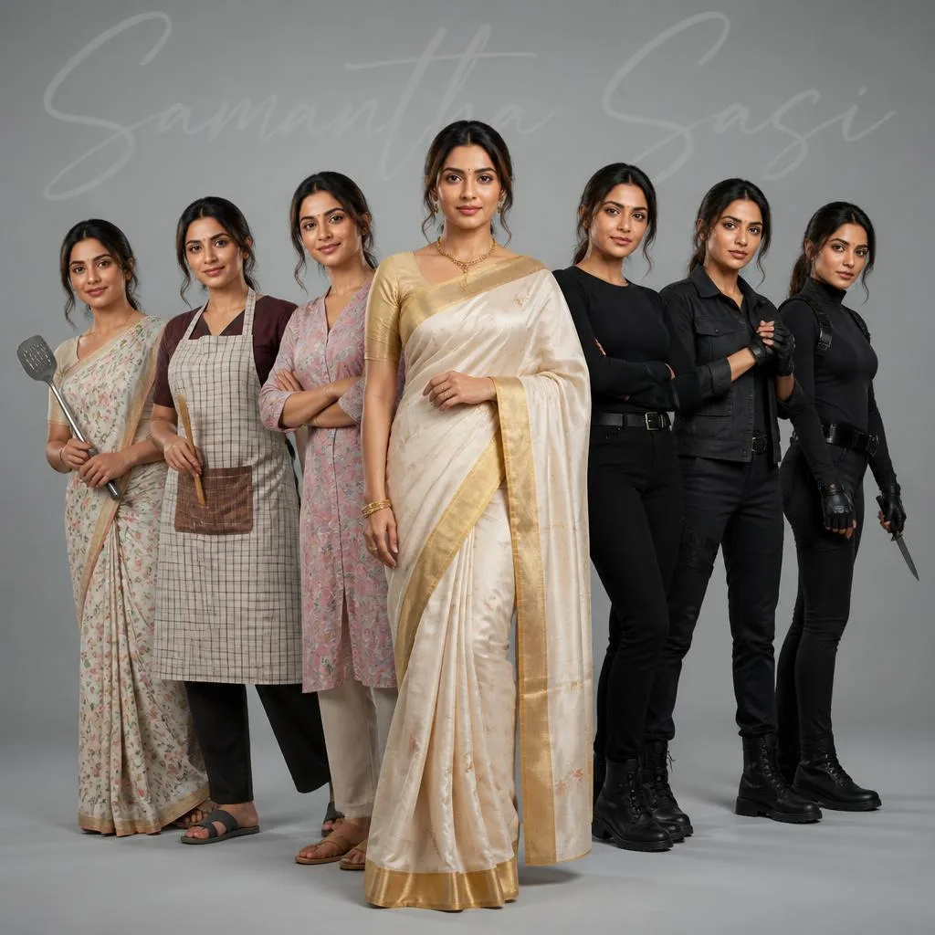 Housewife by Day, Assassin by Night: Woman's Dual Lives – Girl in Saree Pic in English Image Clarity prompts – AI generated example