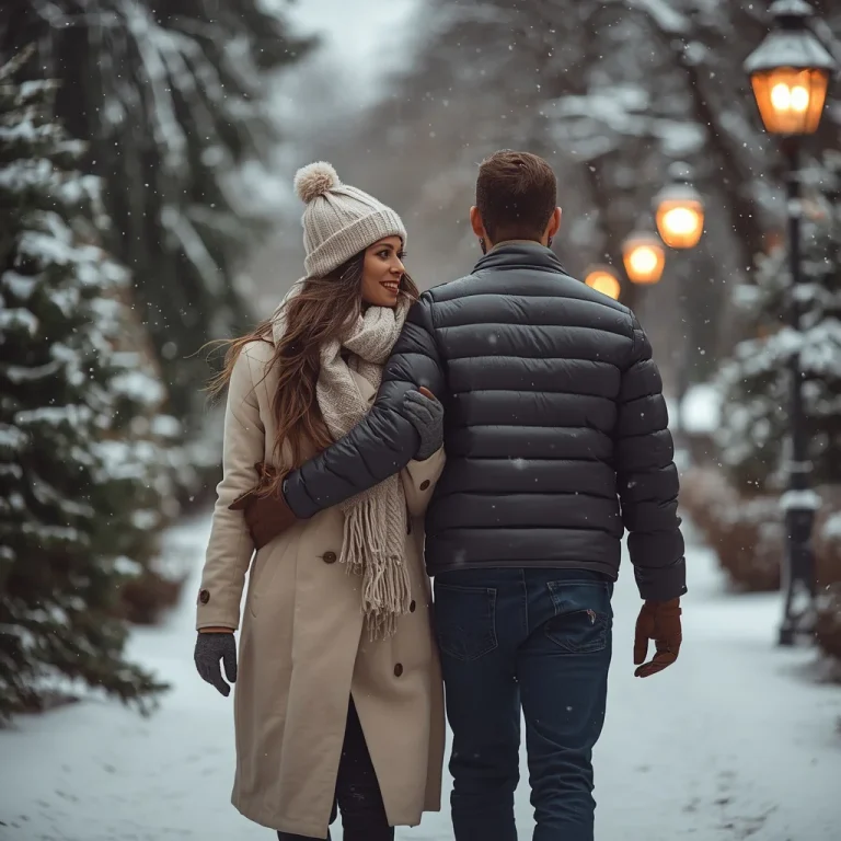A romantic couple walking in a winter wonderland | Couple Romantic Prompt