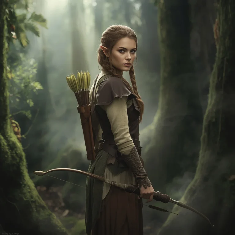 Beautiful Girl as an Elven Ranger in a Misty Ancient Forest | Girl Girl Prompt