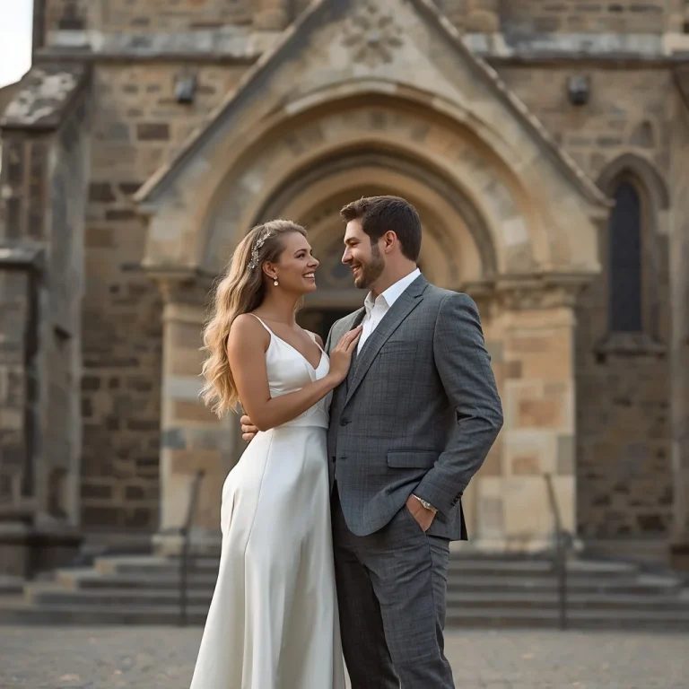 Romantic Couple In Elegant White And Grey Wear | Trending couple prompt link