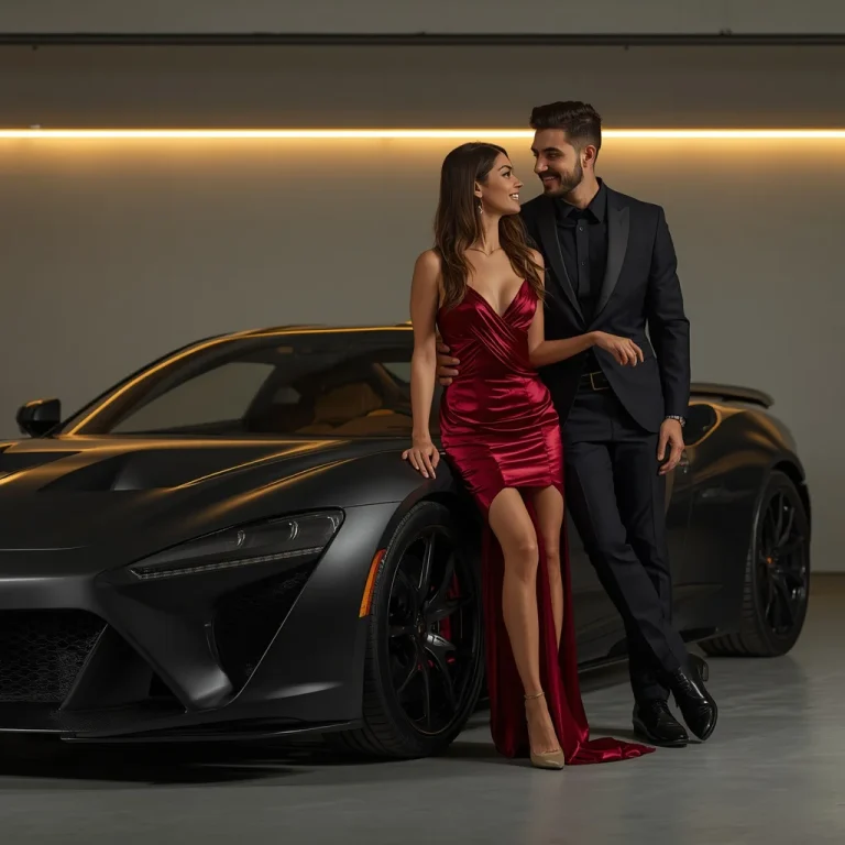 Romantic Couple Leaning Against Luxury Sports Car | Incredibly Stylish Romantic
