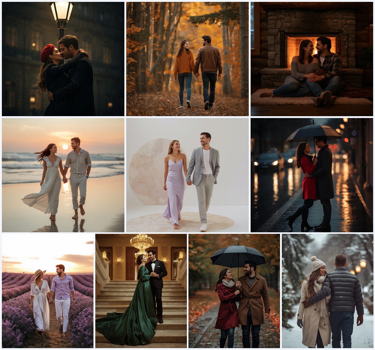 Top 10 Pre-Wedding Couple AI Prompts for Romantic Lakeside Sunsets with Gentle Light